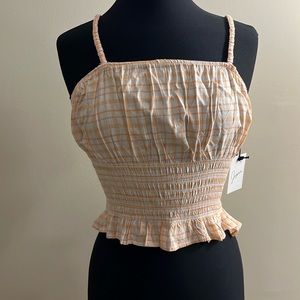 Japna Smocked Ruffle Waist Sleeveless Top